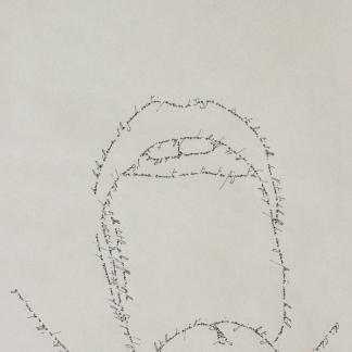 The Tongue, Marc Molk, 2013, calligramm, indian ink on old paper, 11,3 x 7,8 in