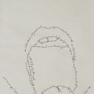 La langue, Marc Molk, 2013, calligramme, encre de chine sur papier, 28,8 x 19,8 cm
