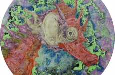 La Naïveté, Marc Molk, 2014, huile et acrylique sur toile, diamètre 80 cm