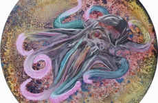 Le dépit amoureux, Marc Molk, 2014, huile et acrylique sur toile, diamètre 80 cm