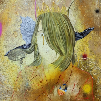 Détail / La Reine des petites affections, Marc Molk, 2016, huile et acrylique sur toile, 162 x 130 cm