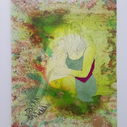 Les cris de la fée, Marc Molk, 2016-2017, huile, acrylique et paillettes sur toile, 162x130 cm