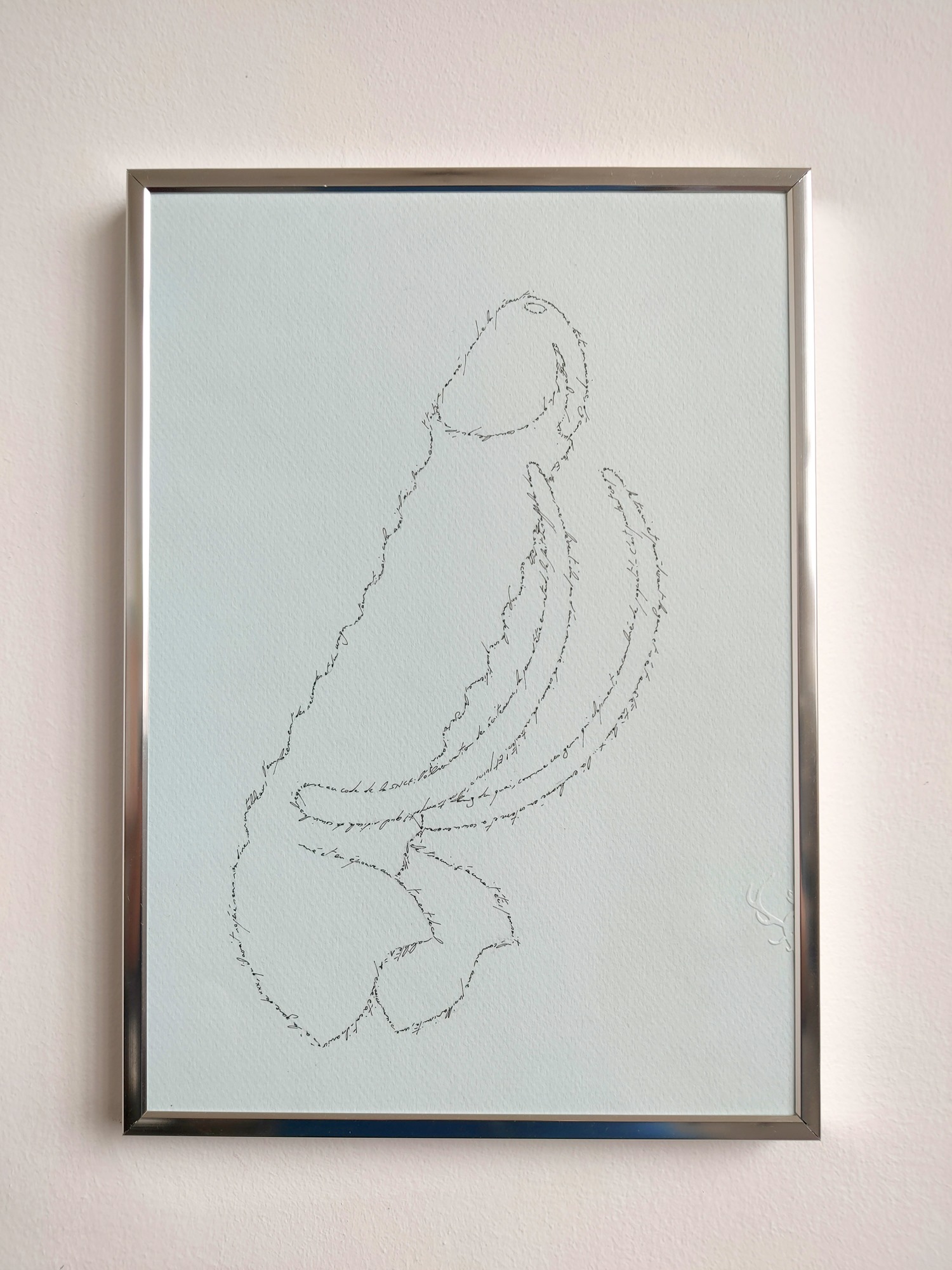 Mister Elephant, Marc Molk, 2020, Calligram, Indian ink on textured paper, 11,7 x 8,27 in