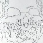 Human Nature (detail), Marc Molk, 2021, calligram, indian ink and acrylic on paper, 33,1 x 51,2 in