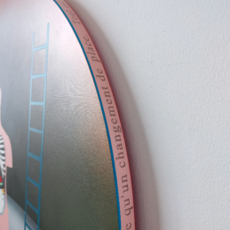La mort n'est peut-être qu'un changement de place, Marc Molk, 2023, huile et acrylique sur toile, diamètre 80 cm
